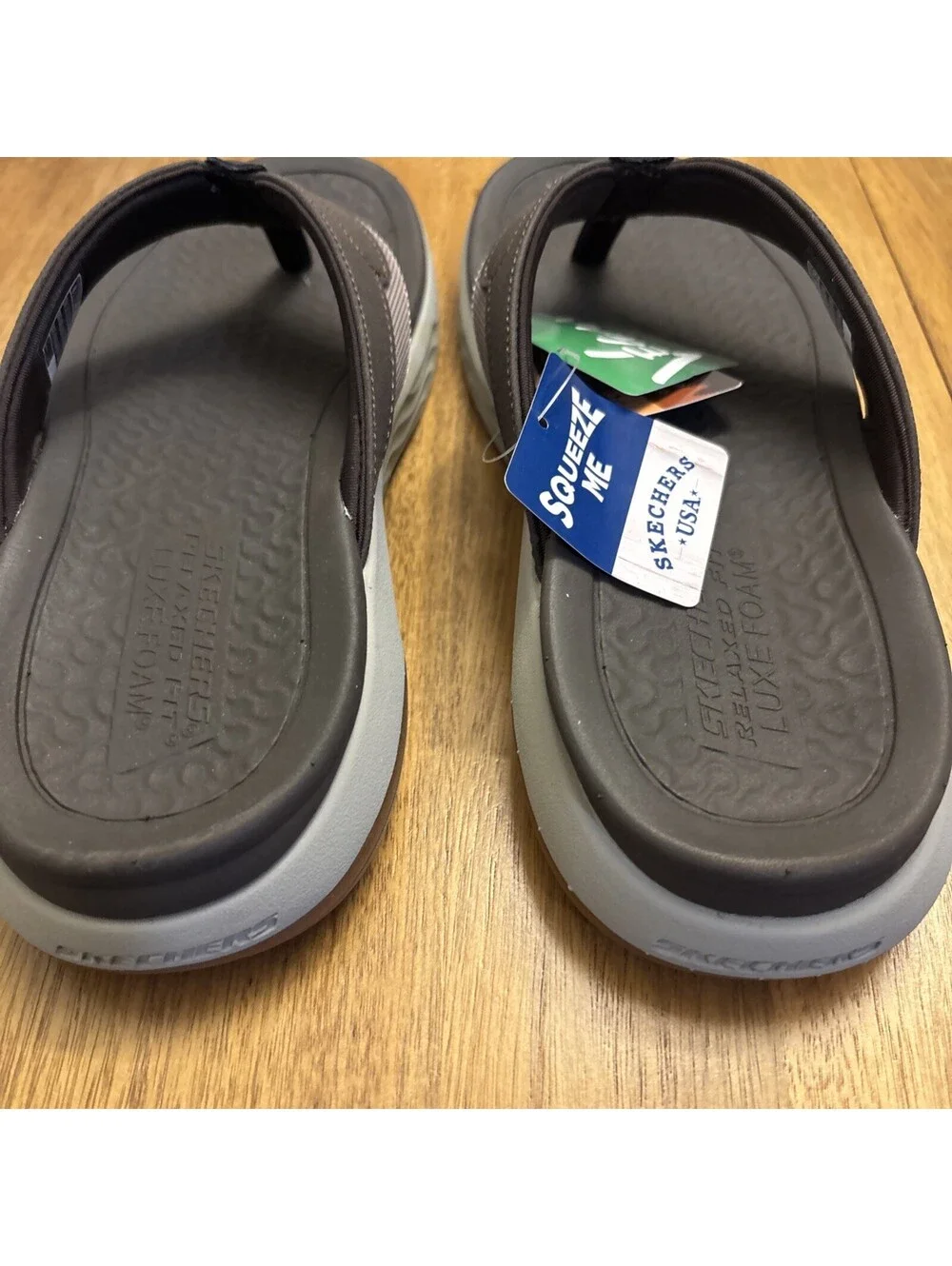 SKECHERS Relaxed Fit With Luxe Foam Brown Sandals Size 8 Men’s Flip Flops